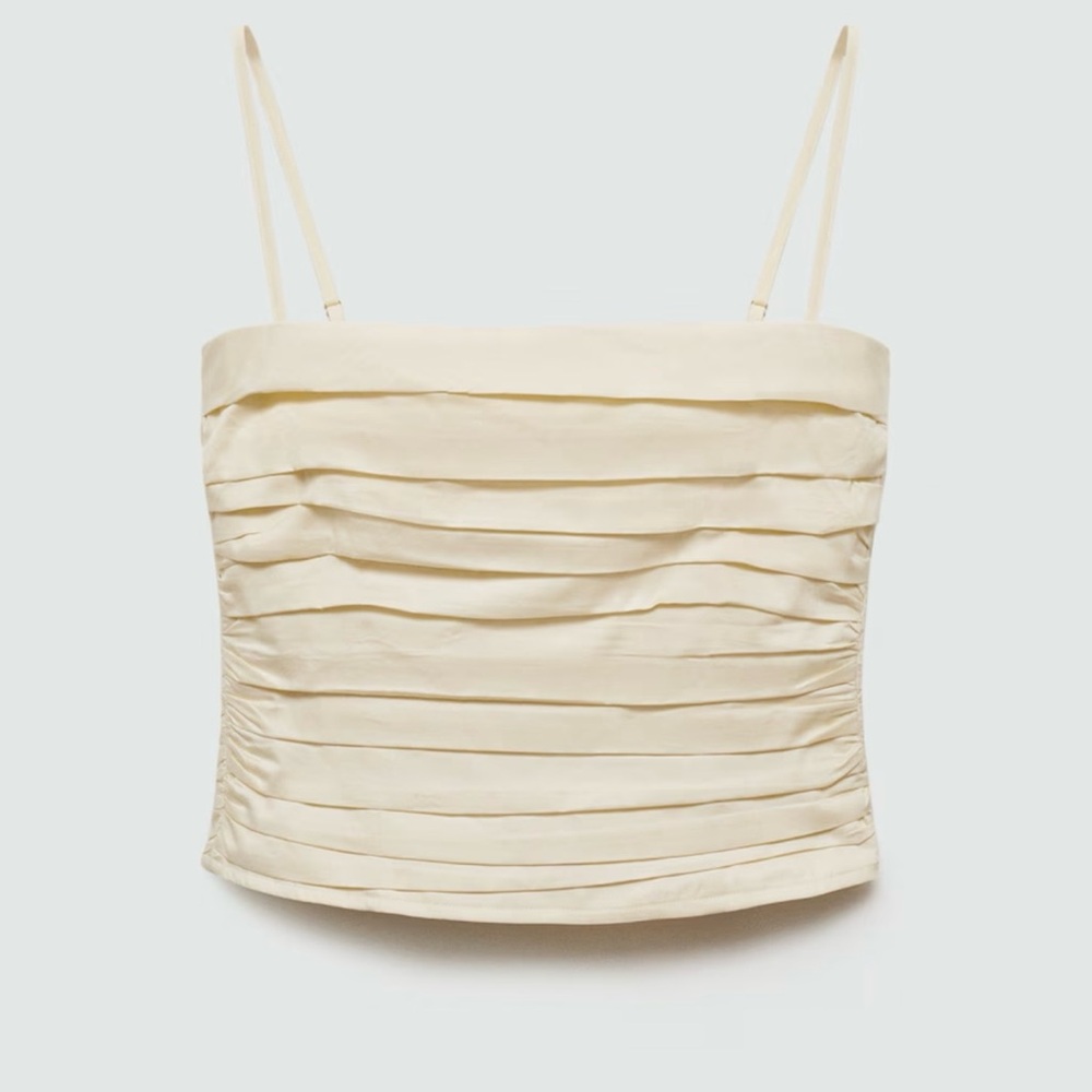 Mango Cream Ruched Bustier Camisole